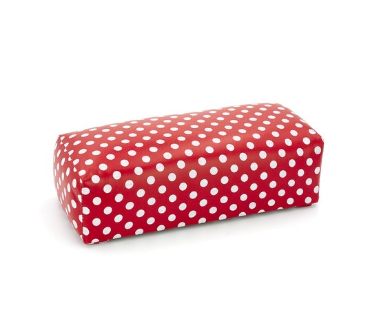 Изображение  Rectangular manicure armrest with polka dots 20x9x6 cm, red