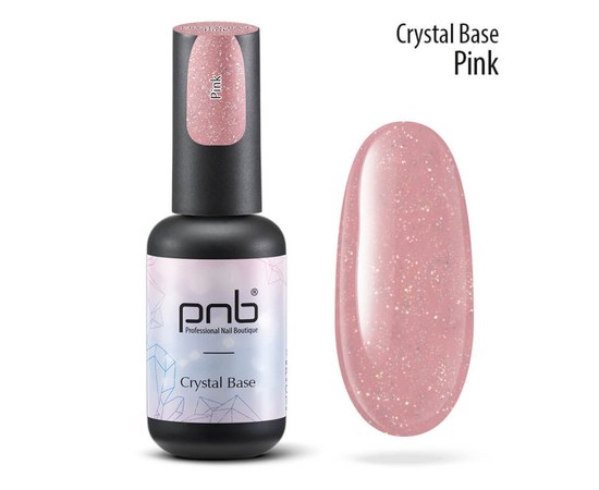 Зображення  Світловідбивна база для нігтів PNB Crystal Base 8 мл, рожева, Цвет №: 002