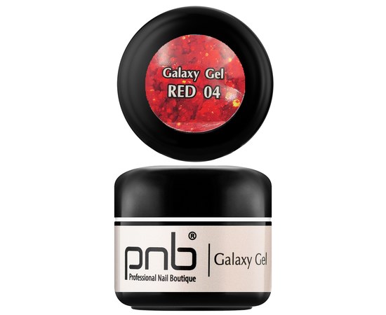 Изображение  Глиттер гель PNB Galaxy Gel 5 мл, № 04 Red, Цвет №: 004