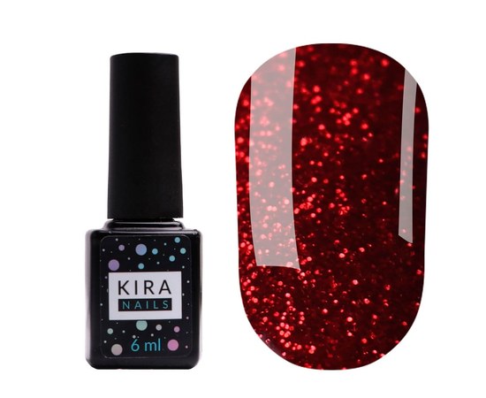 Изображение  Red Hot Kira Peppers Gel Polish No. 001 (ruby with bright red sparkles), 6 ml, Color No.: 1