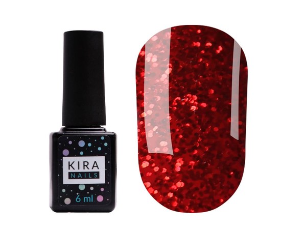 Изображение  Gel Polish Red Hot Kira Peppers No. 002 (red with coral sparkles), 6 ml, Color No.: 2