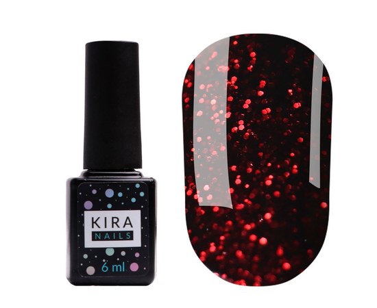 Изображение  Red Hot Kira Peppers Gel Polish No. 003 (wine with carmine sparkles), 6 ml, Color No.: 3