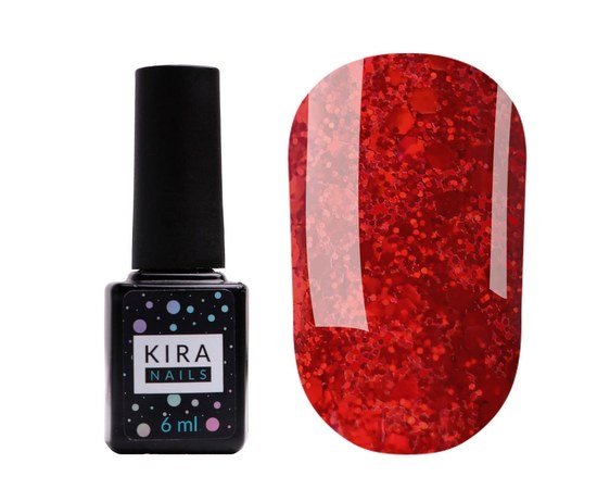 Изображение  Гель-лак Kira Nails №095 (насыщенный красный с микроблеском), 6 мл, Цвет №: 095