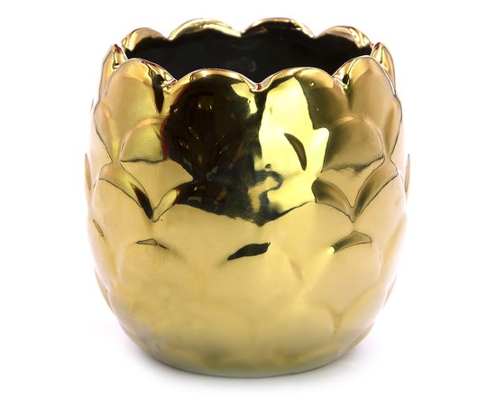 Изображение  Подставка стакан для кисточек, пилочек и маникюрных инструментов керамическая, золото