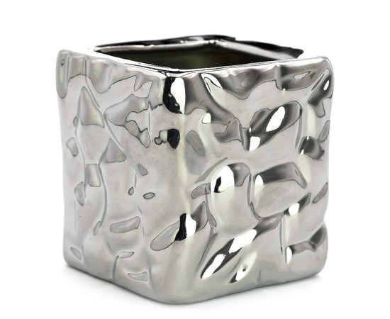 Зображення  Підставка склянка для пензликів, пилок та манікюрних інструментів керамічна, срібло