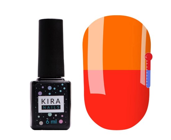 Изображение  Термо гель-лак Kira Nails №T10 (красно-коралловый, при нагревании яркий оранжевый), 6 мл, Цвет №: 010
