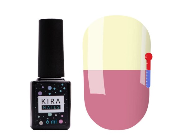 Изображение  Термо гель-лак Kira Nails №T12 (чайный розовый, при нагревании желтый), 6 мл, Цвет №: 012