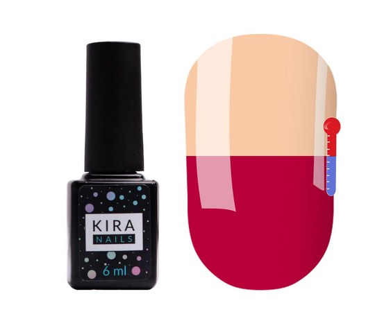 Изображение  Thermo gel polish Kira Nails No. T15 (pink-raspberry, when heated light, peach-pink), 6 ml, Color No.: 15