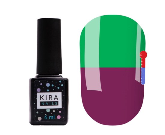 Изображение  Термо гель-лак Kira Nails №T18 (приглушенный баклажановый, при нагревании яркий зеленый), 6 мл, Цвет №: 018