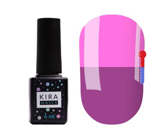 Изображение  Термо гель-лак Kira Nails №T19 (фиолетовый, при нагревании приглушенный розовый), 6 мл, Цвет №: 019