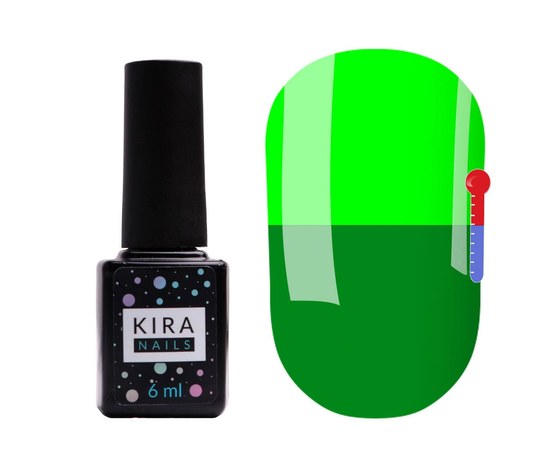Изображение  Thermo gel polish Kira Nails No. T24 (grass green, acid lime when heated), 6 ml, Color No.: 24