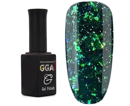 Изображение  Reflective gel polish GGA Galaxy Reflective 10 ml No. 04, green, Color No.: 4
