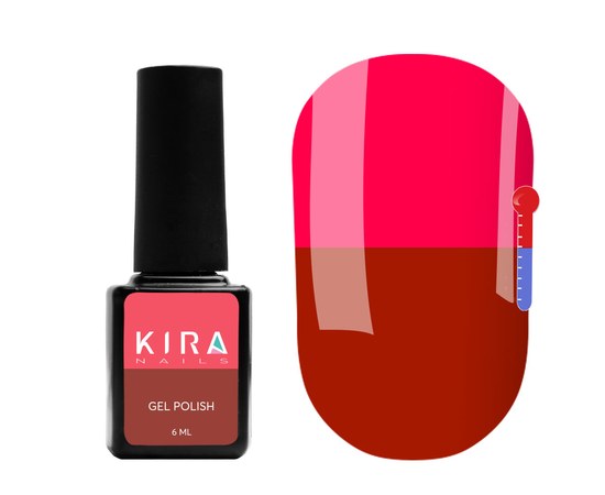 Зображення  Термо гель-лак Kira Nails №T03 (червоно-коричневий, при нагріванні яскраво-рожевий), 6 мл, Цвет №: 003