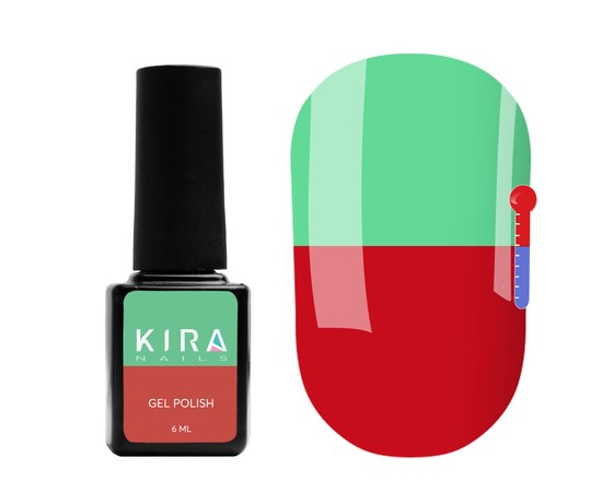 Изображение  Термо гель-лак Kira Nails №T05 (бордовый, при нагревании приглушенный салатовый), 6 мл, Цвет: 005