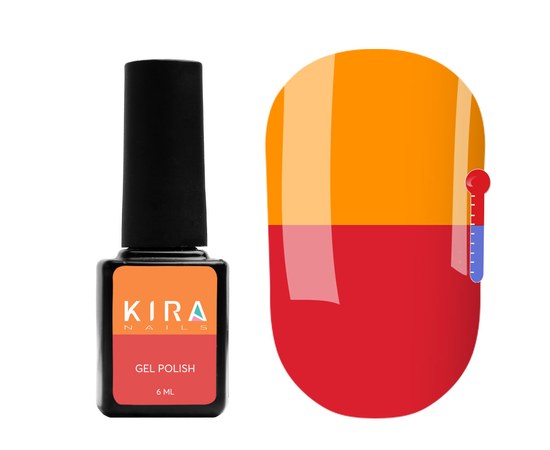 Изображение  Термо гель-лак Kira Nails №T06 (приглушенно-малиновый, при нагревании насыщенный оранжевый), 6 мл, Цвет №: 006