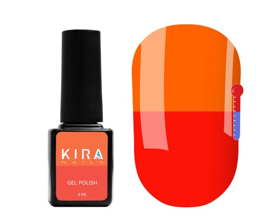 Изображение  Термо гель-лак Kira Nails №T08 (приглушенный красный, при нагревании кислотно-оранжевый), 6 мл, Цвет №: 008