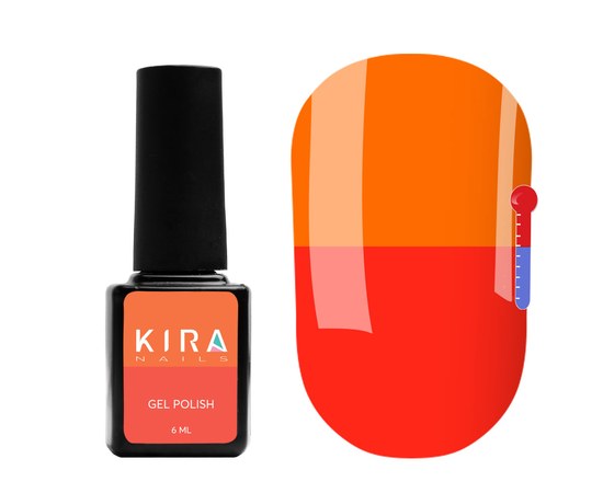 Изображение  Thermo gel polish Kira Nails No. T10 (red-coral, bright orange when heated), 6 ml, Color No.: 10