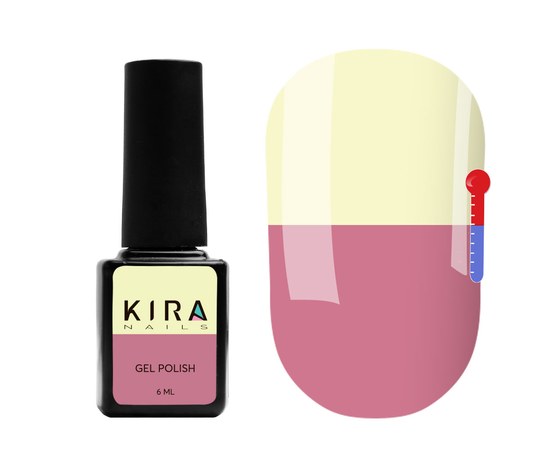 Зображення  Термо гель-лак Kira Nails №T12 (чайний рожевий, при нагріванні жовтий), 6 мл, Цвет №: 012