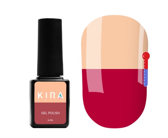 Зображення  Термо гель-лак Kira Nails №T15 (рожево-малиновий, при нагріванні світлий, персиково-рожевий), 6 мл, Цвет №: 015