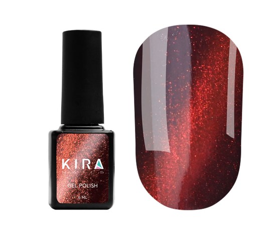 Изображение  Гель-лак Kira Nails Cat Eye №004 (бордово-коричневый, магнитный), 6 мл, Цвет: 004