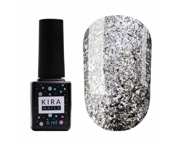 Изображение  Гель-лак Kira Nails Shine Bright №001 (серебро с блестками), 6 мл, Цвет №: 001