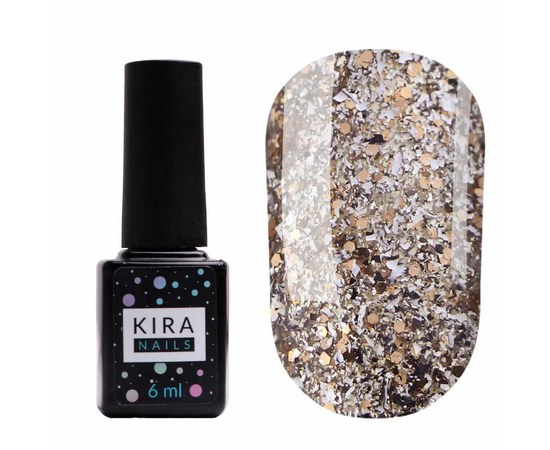 Зображення  Гель-лак Kira Nails Shine Bright №002 (срібло з золотими блискітками), 6 мл, Цвет №: 002