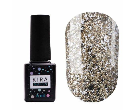 Изображение  Gel Polish Kira Nails Shine Bright No. 003 (white gold with sparkles), 6 ml, Color No.: 3