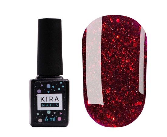 Изображение  Гель-лак Kira Nails Shine Bright №011 (темно-красный с блестками), 6 мл, Цвет №: 011