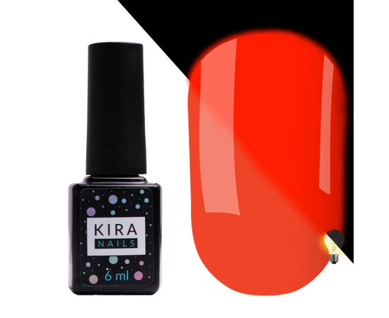 Изображение  Gel polish Kira Nails FLUO 001 (orange neon, fluorescent), 6 ml, Color No.: 1