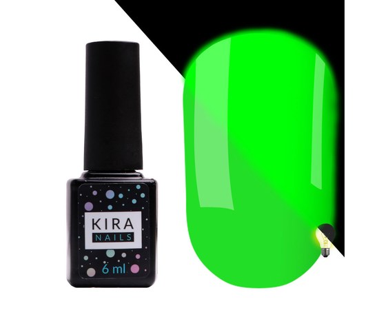 Изображение  Гель-лак Kira Nails FLUO 002 (салатовый неоновый, флуоресцентный), 6 мл, Цвет №: 002