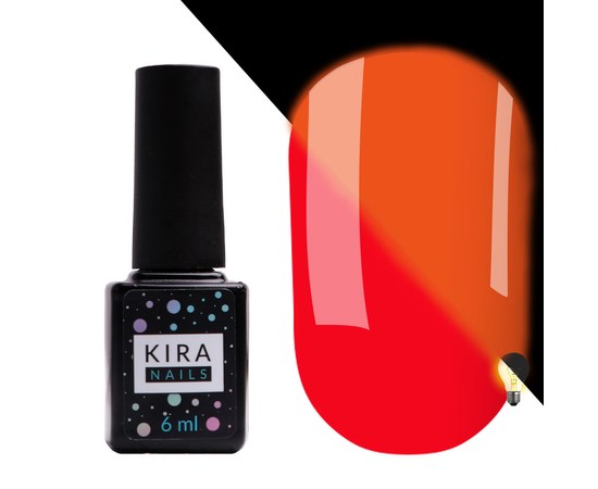Изображение  Гель-лак Kira Nails FLUO 007 (морковно-красный, флуоресцентный), 6 мл, Цвет №: 007