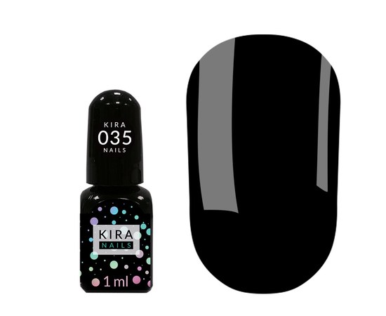 Изображение  Гель-лак Kira Nails Mini №035 (черный, эмаль), 1 мл, Цвет №: 035
