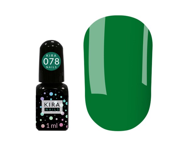 Зображення  Гель-лак Kira Nails Mini №078 (зелений, емаль), 1 мл, Цвет №: 078