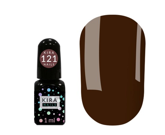 Зображення  Гель-лак Kira Nails Mini №121 (темно-шоколадний, емаль), 1 мл, Цвет №: 121