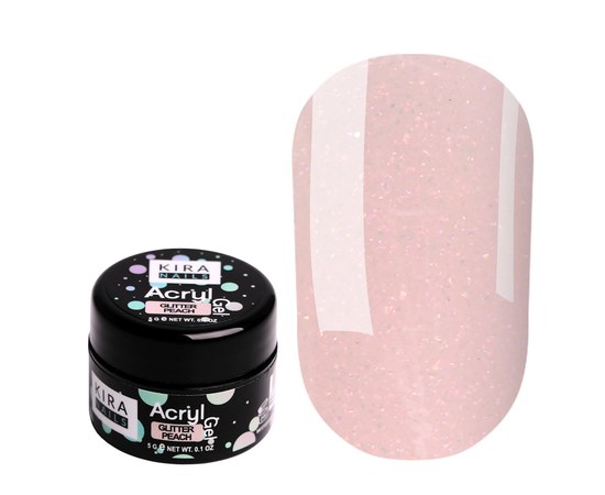 Изображение  Acrylic gel (polygel) for building Kira Nails Acryl Gel Glitter Peach, 5 g