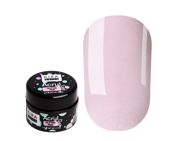 Зображення  Акрил-гель (полігель) для нарощування Kira Nails Acryl Gel - Glitter Pink, 5 г