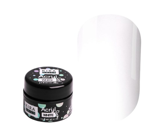 Изображение  Acrylic gel (polygel) for building Kira Nails Acryl Gel - White, 5 g