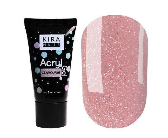Изображение  Акрил-гель (полигель) для наращивания Kira Nails Acryl Gel Glamour 03, 30 г