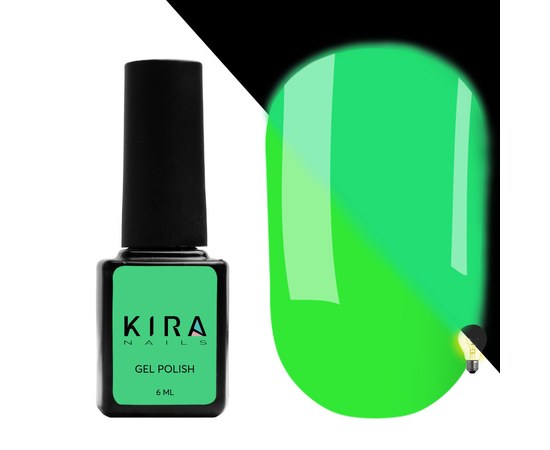 Изображение  Gel Polish Kira Nails FLUO 002 (light green neon, fluorescent), 6 ml, Color No.: 2