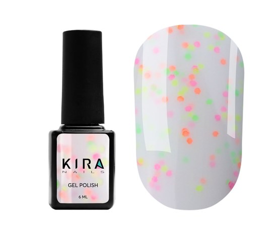 Изображение  Гель-лак Kira Nails Yoghurt Boom! №001 (помадка ванильная с неоновыми блестками, йогурт), 6 мл, Цвет: 001