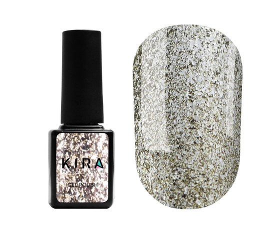 Изображение  Гель-лак Kira Nails 24 Karat №003 (белое золото с большим количеством блесток), 6 мл, Цвет: 003