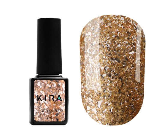 Изображение  Гель-лак Kira Nails Shine Bright №005 (золото с блестками), 6 мл, Цвет: 005