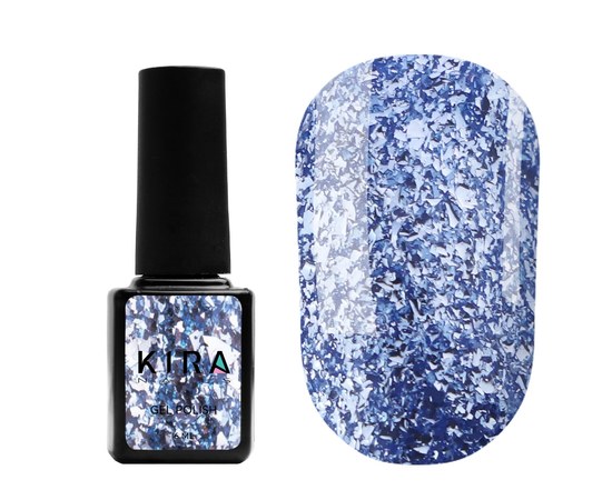 Изображение  Гель-лак Kira Nails Shine Bright №010 (голубой с блестками), 6 мл, Цвет: 010