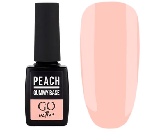 Изображение  База для геля и гель-лака GO Active Gummy Base Coat 10 мл № 004 Peach, Объем (мл, г): 10, Цвет №: 004