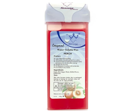 Изображение  Wax 150 g in cartridge for depilation Konsung Water Soluble Wax, Peach