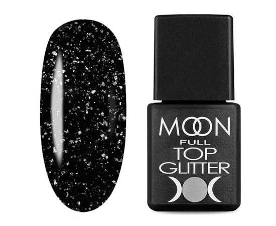 Изображение  Glitter top for gel polish Moon Full Glitter No Wipe Top 8 ml, № 03 Silver, Volume (ml, g): 8, Color No.: 3