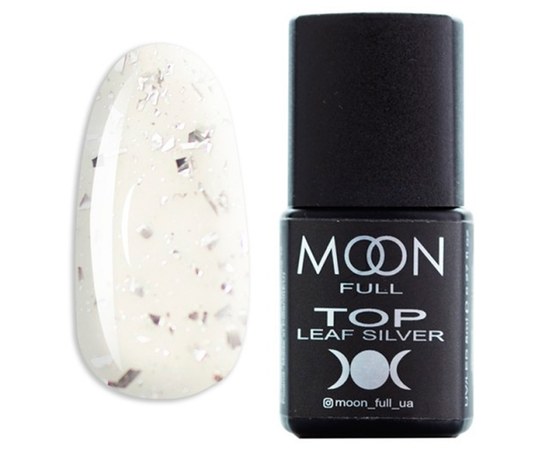 Зображення  Топ для гель-лаку Moon Full Leaf Silver без липкого шару, 15 мл, Об'єм (мл, г): 15