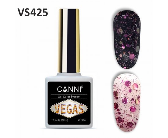 Изображение  Gel polish CANNI VEGAS 425 pink-silver, 7.3 ml, Volume (ml, g): 44992, Color No.: 425