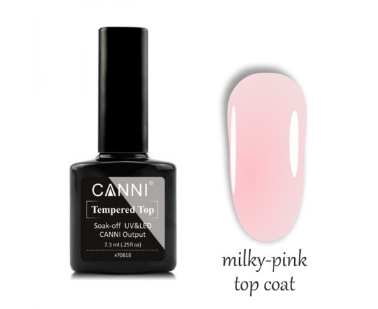 Изображение  Молочно-розовое финишное покрытие CANNI без липкого слоя 7,3 мл | No wipe Top coat Milky-pink