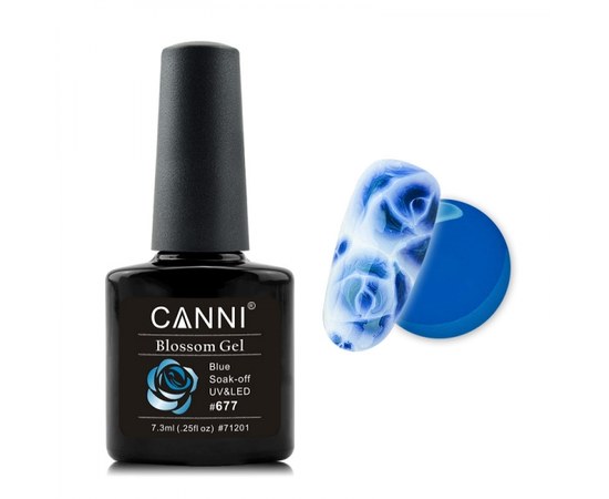Изображение  Watercolor blue gel polish CANNI №677, 7.3 ml, Volume (ml, g): 44992, Color No.: 677